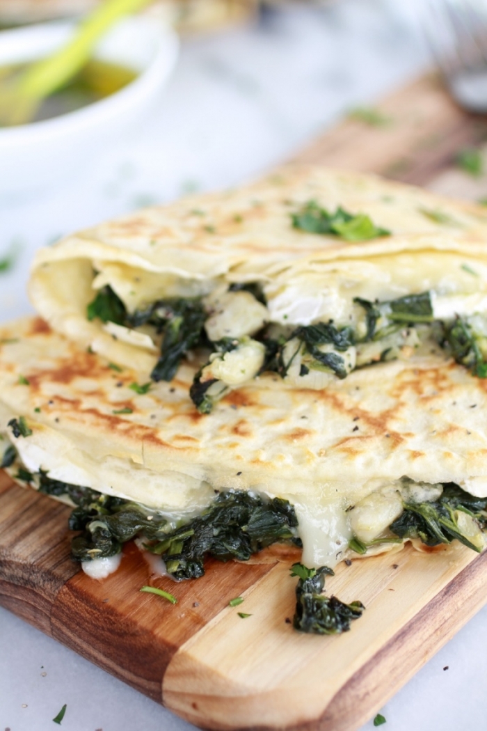 crêpe salé - Recette Crêpe Épinards Artichaut Brie 